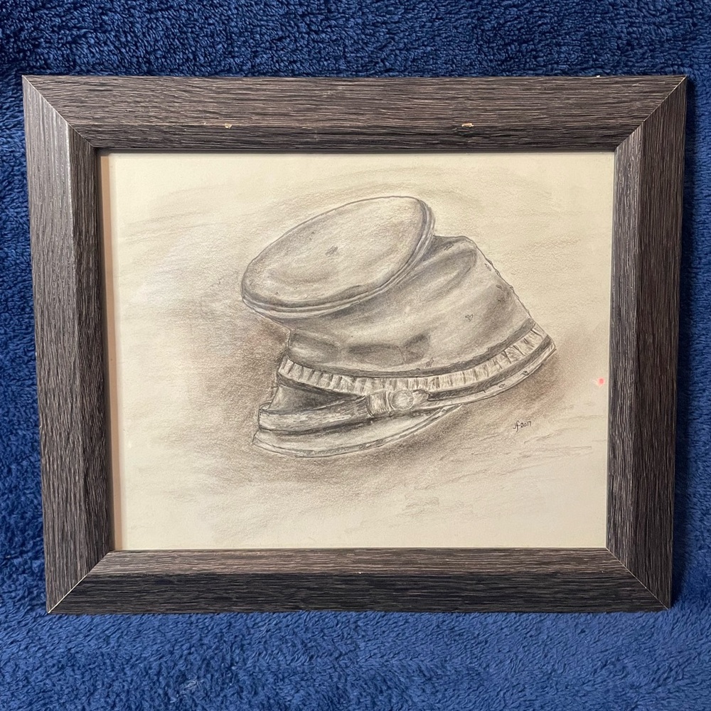Civil War Slouch Hat Charcoal Artist Drawing Artist “JF 2017”